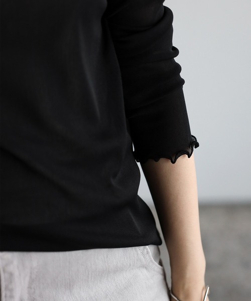 amini（アミニ）の「ハイネックシアーインナートップス（Tシャツ/カットソー・レディース・キナリ/ブラック/ホワイト/ブラウン/マスタード/オレンジ・MEDIUM）」の21枚目の写真