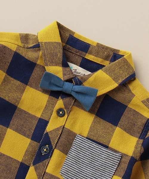 Love&Peace&Money（ラブアンドピースアンドマネー）の「蝶タイチェックシャツ（シャツ/ブラウス・キッズ・レッド/マスタード・110cm/100cm/120cm/130cm/90cm）」の11枚目の写真