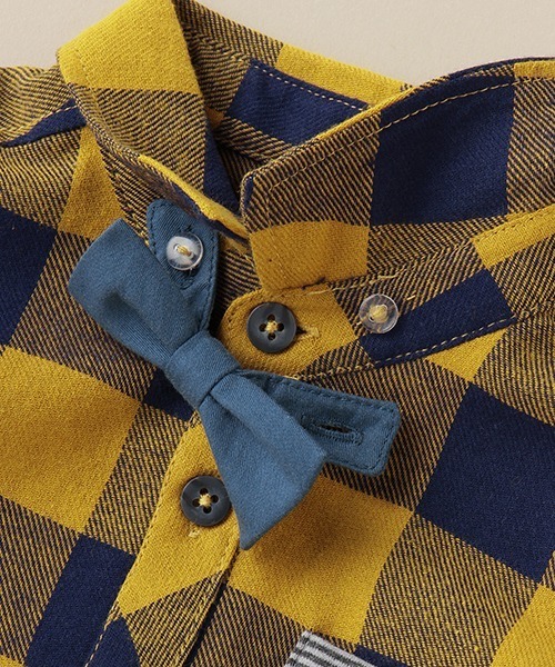 Love&Peace&Money（ラブアンドピースアンドマネー）の「蝶タイチェックシャツ（シャツ/ブラウス・キッズ・レッド/マスタード・110cm/100cm/120cm/130cm/90cm）」の13枚目の写真