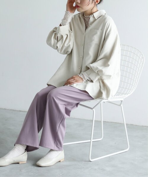 RAY CASSIN(レイカズン)の「TRチェックアソート2タックストレートパンツ(スラックス・レディース・パープル/ライトカーキ/キナリ/ベージュ系・SMALL/MEDIUM)」の8枚目の写真