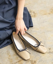 ストレスフリー/ソフト 配色デザインスクエアバレエシューズ