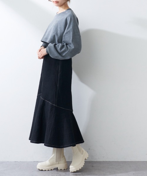 OLIVE des OLIVE(オリーブデオリーブ)の「クロップド丈トップス(Tシャツ/カットソー・レディース・チャコールグレー/オフホワイト/ミント・FREE)」の13枚目の写真