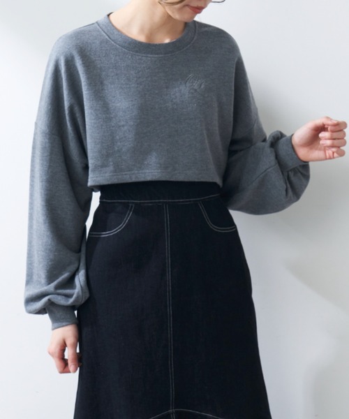 OLIVE des OLIVE(オリーブデオリーブ)の「クロップド丈トップス(Tシャツ/カットソー・レディース・チャコールグレー/オフホワイト/ミント・FREE)」の15枚目の写真