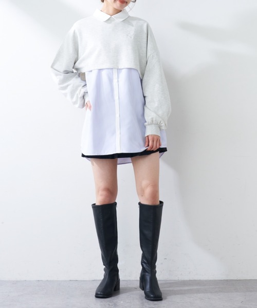 OLIVE des OLIVE(オリーブデオリーブ)の「クロップド丈トップス(Tシャツ/カットソー・レディース・チャコールグレー/オフホワイト/ミント・FREE)」の11枚目の写真