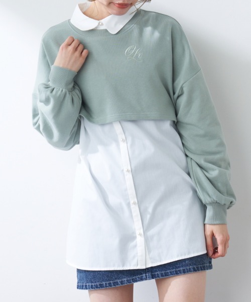 OLIVE des OLIVE(オリーブデオリーブ)の「クロップド丈トップス(Tシャツ/カットソー・レディース・チャコールグレー/オフホワイト/ミント・FREE)」の21枚目の写真