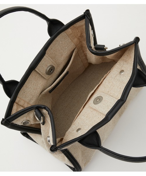 AZUL by moussy（アズールバイマウジー）の「LINEN LIKE MINI TOTE BAG/リネンライクミニトートバッグ（トートバッグ・レディース・マルチ/イエロー系その他/ブラック系その他・FREE）」の8枚目の写真