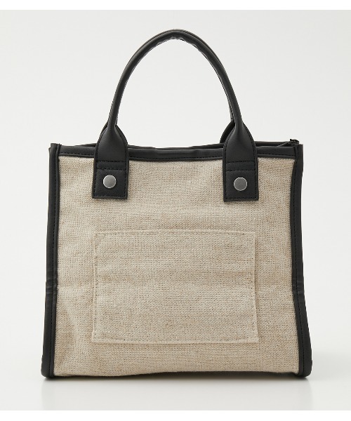 AZUL by moussy（アズールバイマウジー）の「LINEN LIKE MINI TOTE BAG/リネンライクミニトートバッグ（トートバッグ・レディース・マルチ/イエロー系その他/ブラック系その他・FREE）」の4枚目の写真