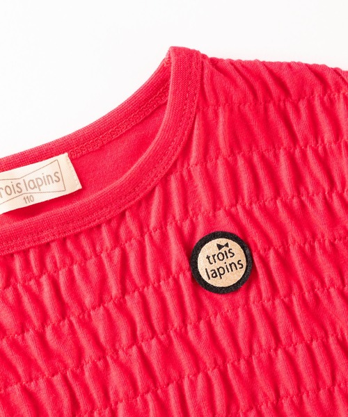 trois lapins kp（トロワラパンケーピー）の「シャーリングデザイン長袖Tシャツ(110-130cm)（Tシャツ/カットソー・キッズ・レッド/ライム・110cm/130cm/120cm）」の3枚目の写真