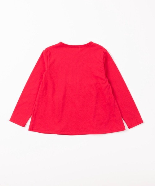trois lapins kp（トロワラパンケーピー）の「シャーリングデザイン長袖Tシャツ(110-130cm)（Tシャツ/カットソー・キッズ・レッド/ライム・110cm/130cm/120cm）」の4枚目の写真
