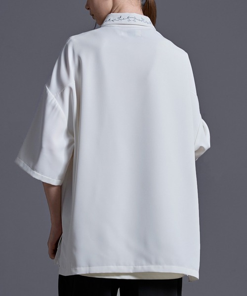 Loose/ルース(ルース)の「ドレープトロミ ハーフスリーブ刺繍シャツ【セットアップ対応】(シャツ/ブラウス・メンズ・ホワイト/ブラック/チャコールグレー/グレイッシュブルー/ライトグレー・S/M/L/XS)」の15枚目の写真