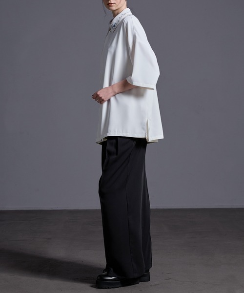 【とろみシリーズ】ミリタリーハーフスリーブシャツ とろみシリーズ】ミリタリーハーフスリーブシャツ