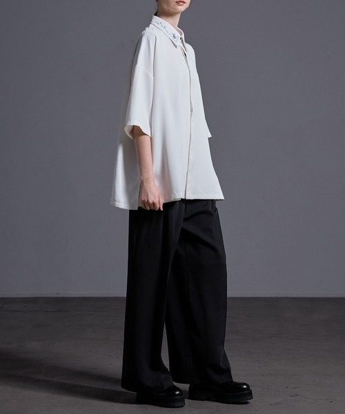 【とろみシリーズ】ミリタリーハーフスリーブシャツ とろみシリーズ】ミリタリーハーフスリーブシャツ