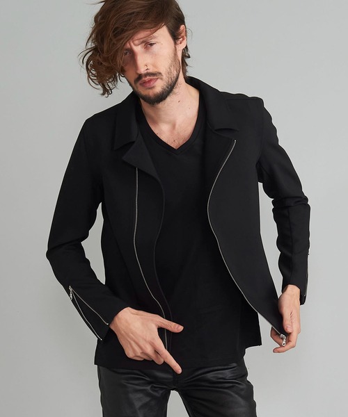 NO ID.(ノーアイディ)の「◆セミダブルライダースJKT(ライダースジャケット・メンズ・ホワイト/ブラック/ベージュ/ブルー系その他2・1/2)」の2枚目の写真
