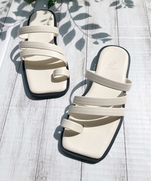 スクエアトゥ メニーストラップ サムリング サンダル