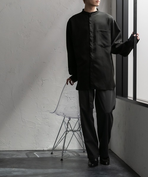 Adoon plain（アドーンプレーン）の「【Adoon plain】バンドカラーシャツ（シャツ/ブラウス・メンズ・ホワイト/ブラック・MEDIUM/LARGE）」の13枚目の写真