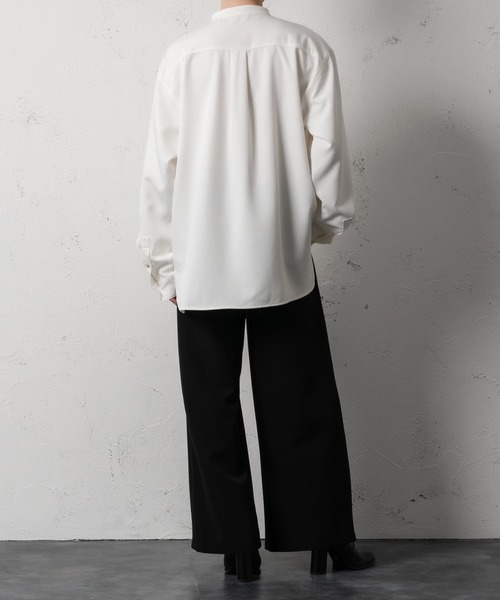 Adoon plain（アドーンプレーン）の「【Adoon plain】バンドカラーシャツ（シャツ/ブラウス・メンズ・ホワイト/ブラック・MEDIUM/LARGE）」の5枚目の写真