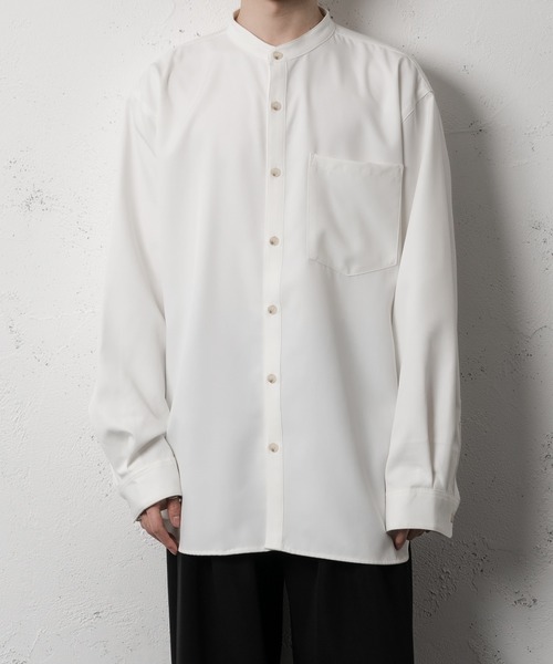 Adoon plain（アドーンプレーン）の「【Adoon plain】バンドカラーシャツ（シャツ/ブラウス・メンズ・ホワイト/ブラック・MEDIUM/LARGE）」の6枚目の写真