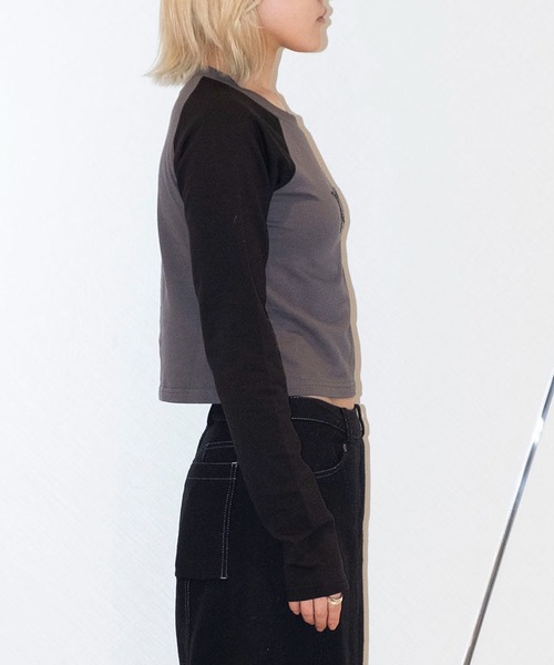 bonjour records（ボンジュールレコーズ）の「【MOSAIC SOCIETYモザイクソサエティ】Black crystal star tee 「Black crystal star」ラグランロングスリーブTシャツ（Tシャツ/カットソー・レディース・ホワイト/ブラック・FREE）」の10枚目の写真