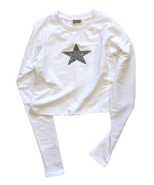 bonjour records（ボンジュールレコーズ）の「【MOSAIC SOCIETYモザイクソサエティ】Black crystal star tee 「Black crystal star」ラグランロングスリーブTシャツ（Tシャツ/カットソー・レディース・ホワイト/ブラック・FREE）」の15枚目の写真