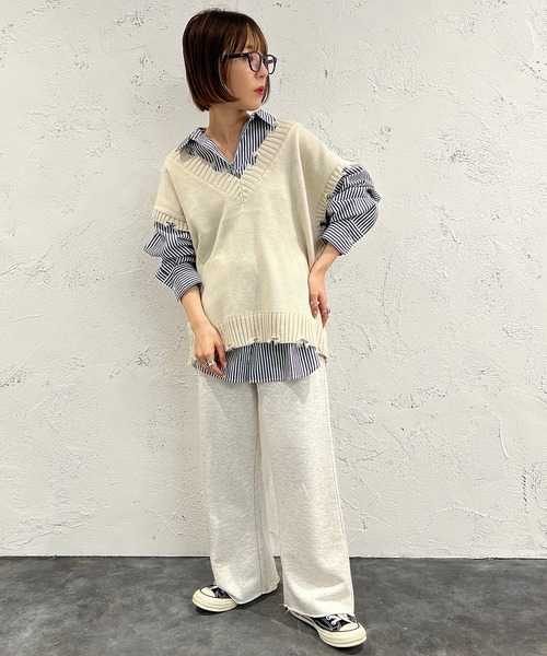 apres jour mignon(アプレジュールミニョン)の「ダメージニットベスト【ZOZOTOWN限定アイテム】(ベスト・レディース・ブラック/オレンジ/グリーン/アイボリー・X-LARGE/フリー)」の12枚目の写真