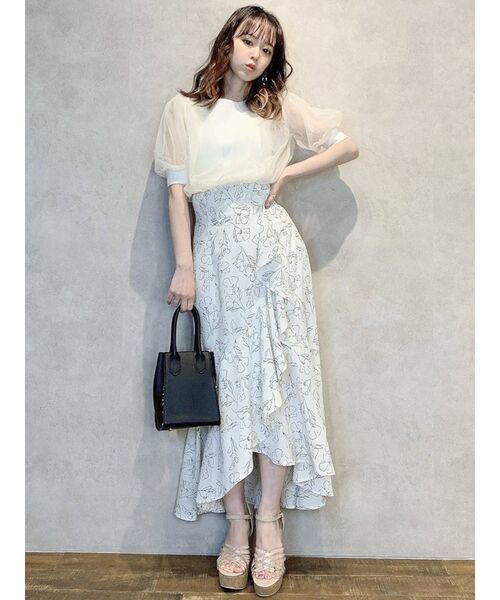 dazzlin(ダズリン)の「チュールスリーブシアーニットトップス(ニット/セーター・レディース・オフホワイト/アイボリー/ラベンダー/ベージュ/グリーン/ブルー・FREE)」の10枚目の写真