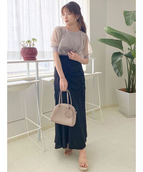 dazzlin(ダズリン)の「チュールスリーブシアーニットトップス(ニット/セーター・レディース・オフホワイト/アイボリー/ラベンダー/ベージュ/グリーン/ブルー・FREE)」の15枚目の写真