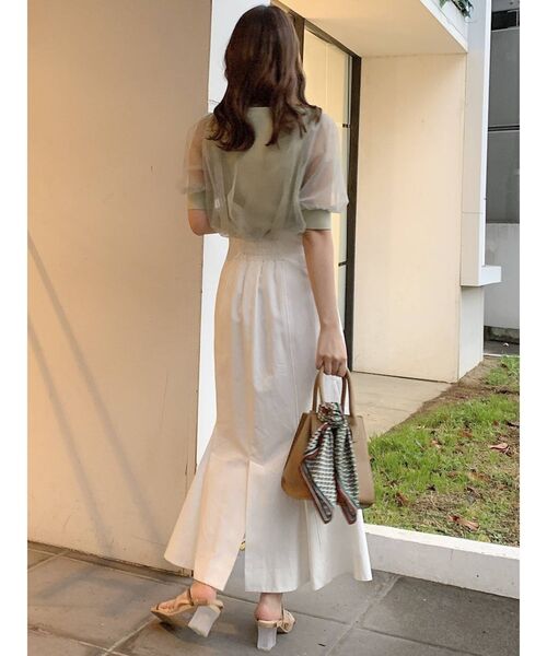 dazzlin(ダズリン)の「チュールスリーブシアーニットトップス(ニット/セーター・レディース・オフホワイト/アイボリー/ラベンダー/ベージュ/グリーン/ブルー・FREE)」の17枚目の写真