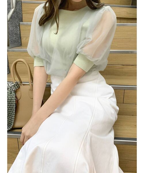 dazzlin(ダズリン)の「チュールスリーブシアーニットトップス(ニット/セーター・レディース・オフホワイト/アイボリー/ラベンダー/ベージュ/グリーン/ブルー・FREE)」の18枚目の写真