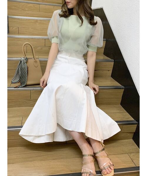 dazzlin(ダズリン)の「チュールスリーブシアーニットトップス(ニット/セーター・レディース・オフホワイト/アイボリー/ラベンダー/ベージュ/グリーン/ブルー・FREE)」の20枚目の写真