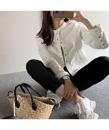 aunt lily | ドット釦アクセントカラーデニムジャケット(デニムジャケット)