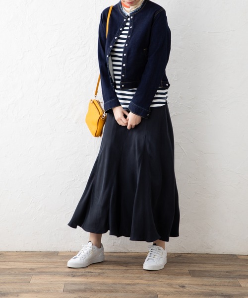 aunt lily（アントリリー）の「ドット釦アクセントカラーデニムジャケット（デニムジャケット・レディース・ホワイト/ブルー/カーキ・13号/11号/9号/7号）」の5枚目の写真