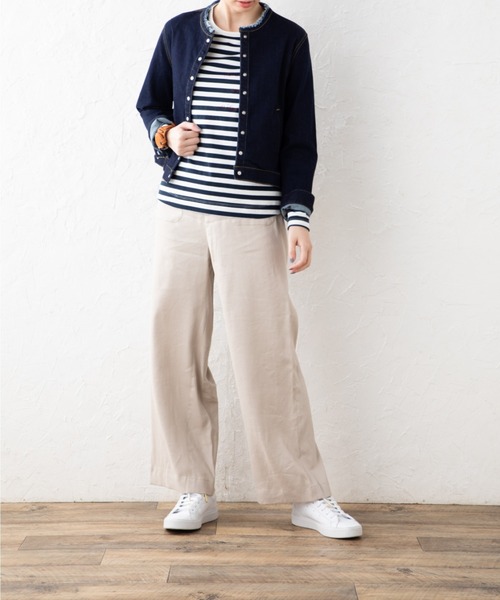 aunt lily（アントリリー）の「ドット釦アクセントカラーデニムジャケット（デニムジャケット・レディース・ホワイト/ブルー/カーキ・13号/11号/9号/7号）」の7枚目の写真