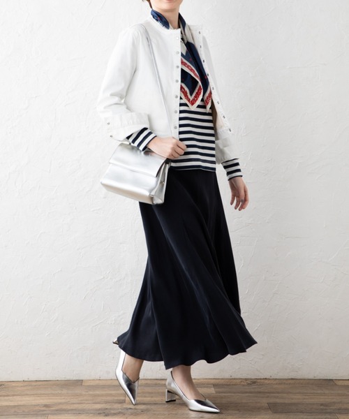 aunt lily（アントリリー）の「ドット釦アクセントカラーデニムジャケット（デニムジャケット・レディース・ホワイト/ブルー/カーキ・13号/11号/9号/7号）」の12枚目の写真