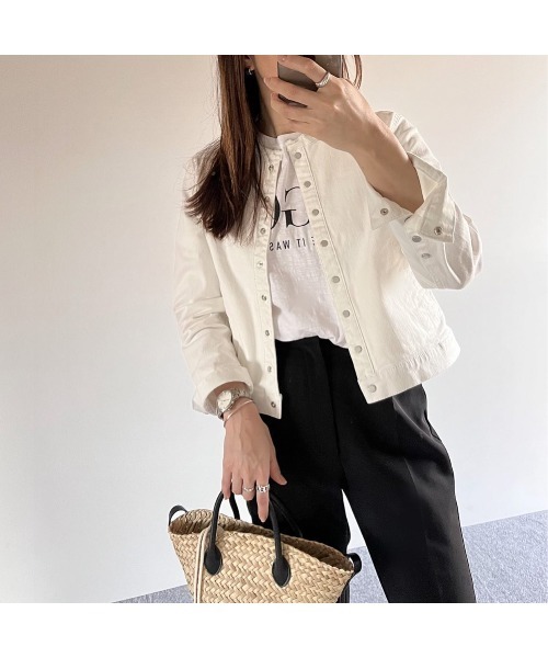 aunt lily（アントリリー）の「ドット釦アクセントカラーデニムジャケット（デニムジャケット・レディース・ホワイト/ブルー/カーキ・13号/11号/9号/7号）」の15枚目の写真