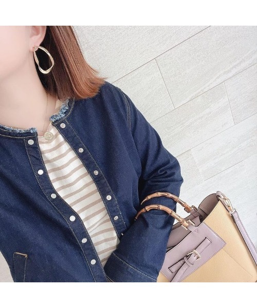 aunt lily（アントリリー）の「ドット釦アクセントカラーデニムジャケット（デニムジャケット・レディース・ホワイト/ブルー/カーキ・13号/11号/9号/7号）」の16枚目の写真