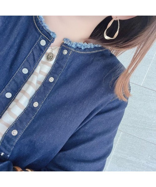 aunt lily（アントリリー）の「ドット釦アクセントカラーデニムジャケット（デニムジャケット・レディース・ホワイト/ブルー/カーキ・13号/11号/9号/7号）」の17枚目の写真