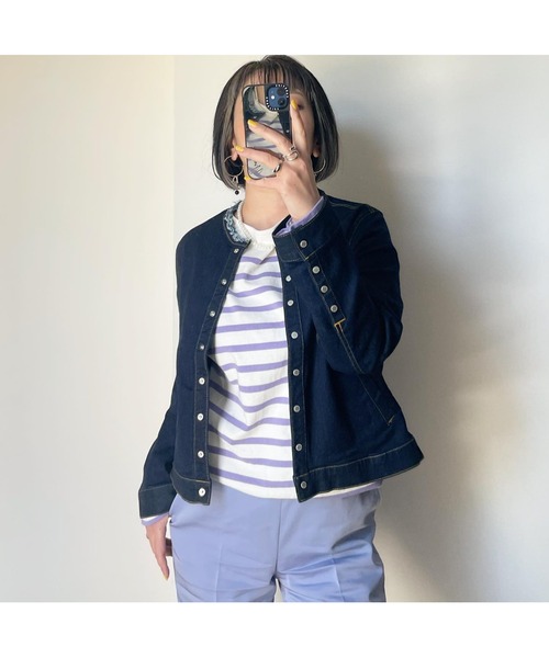 aunt lily（アントリリー）の「ドット釦アクセントカラーデニムジャケット（デニムジャケット・レディース・ホワイト/ブルー/カーキ・13号/11号/9号/7号）」の18枚目の写真