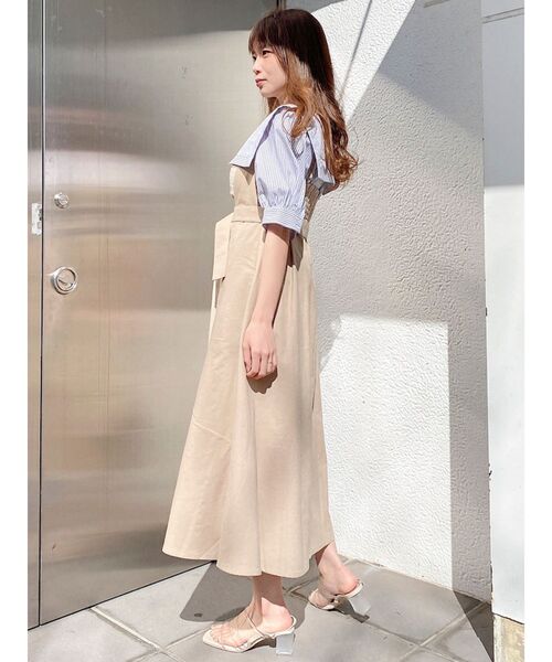 dazzlin（ダズリン）の「バイカラーレイヤードキャミワンピース（ワンピース・レディース・ブラック/ベージュ・FREE）」の4枚目の写真