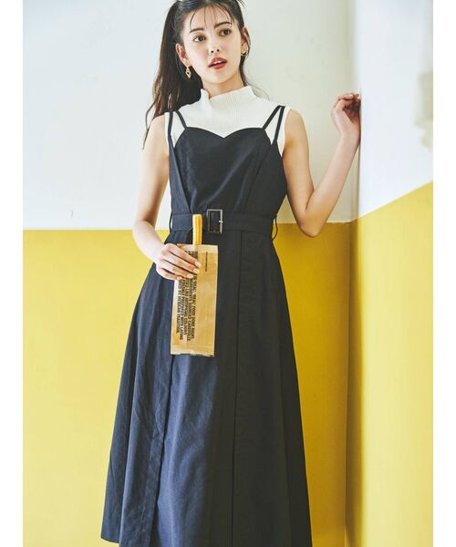 dazzlin（ダズリン）の「バイカラーレイヤードキャミワンピース（ワンピース・レディース・ブラック/ベージュ・FREE）」の9枚目の写真