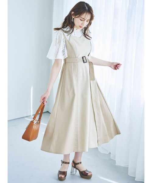 dazzlin（ダズリン）の「バイカラーレイヤードキャミワンピース（ワンピース・レディース・ブラック/ベージュ・FREE）」の10枚目の写真