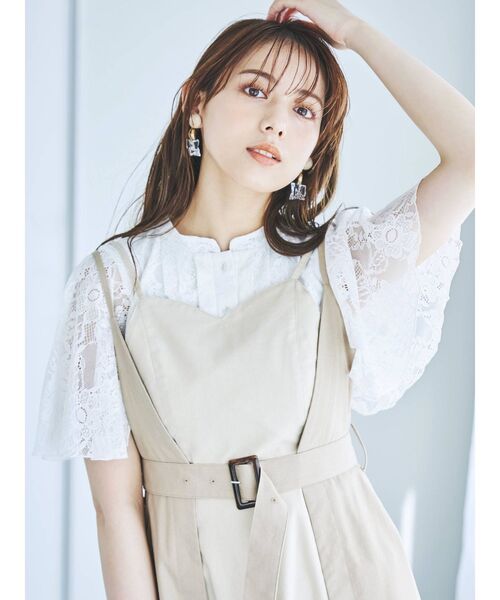 dazzlin（ダズリン）の「バイカラーレイヤードキャミワンピース（ワンピース・レディース・ブラック/ベージュ・FREE）」の12枚目の写真