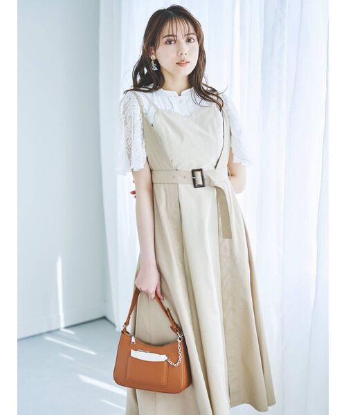 dazzlin（ダズリン）の「バイカラーレイヤードキャミワンピース（ワンピース・レディース・ブラック/ベージュ・FREE）」の13枚目の写真