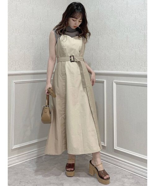 dazzlin（ダズリン）の「バイカラーレイヤードキャミワンピース（ワンピース・レディース・ブラック/ベージュ・FREE）」の20枚目の写真