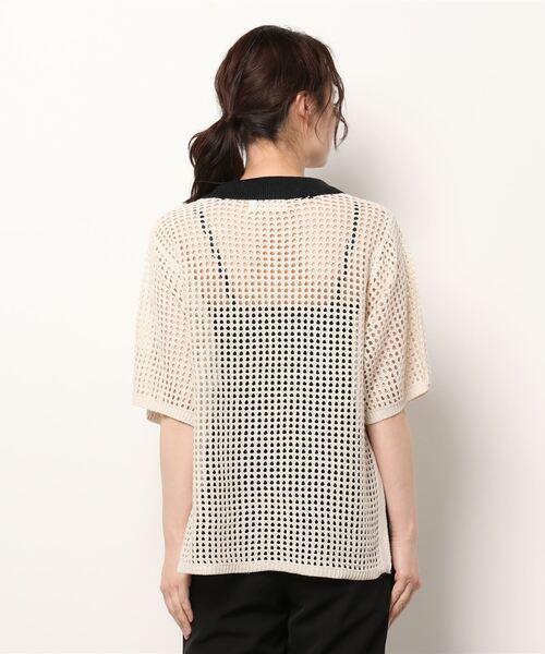 Birthday room（バースデイルーム）の「バイカラーメッシュ編みポロ（ポロシャツ・レディース・ブラック/アイボリー・FREE）」の16枚目の写真