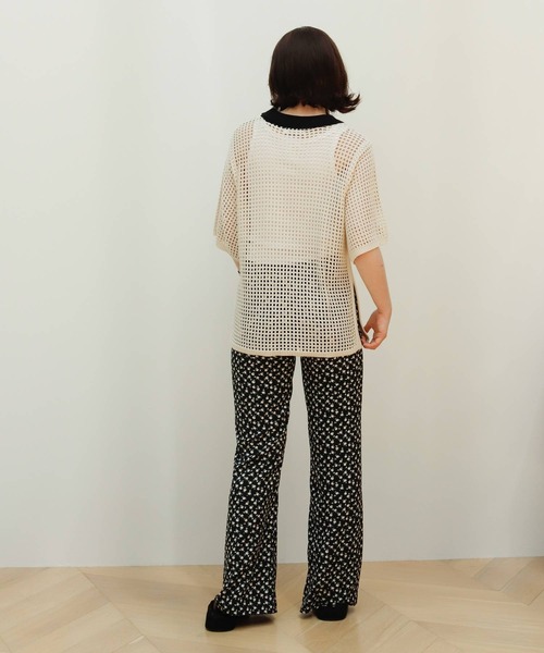 Birthday room（バースデイルーム）の「バイカラーメッシュ編みポロ（ポロシャツ・レディース・ブラック/アイボリー・FREE）」の22枚目の写真