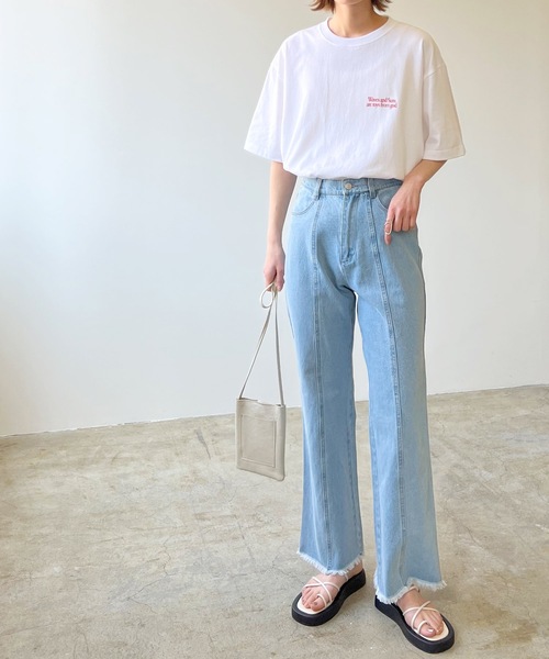 LIAN（リアン）の「ビッグロゴTシャツ（Tシャツ/カットソー・レディース・オフホワイト/ブラック/グリーン/ブルー/ピンク/レッド/オレンジ・FREE）」の8枚目の写真