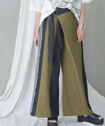 osharewalker | 『カシュクールデニム切替ワイドパンツ』(デニムパンツ)