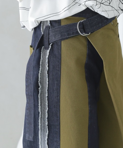 osharewalker（オシャレウォーカー）の「【廃盤】『カシュクールデニム切替ワイドパンツ』（デニムパンツ・レディース・インディゴブルー・1/2）」の10枚目の写真