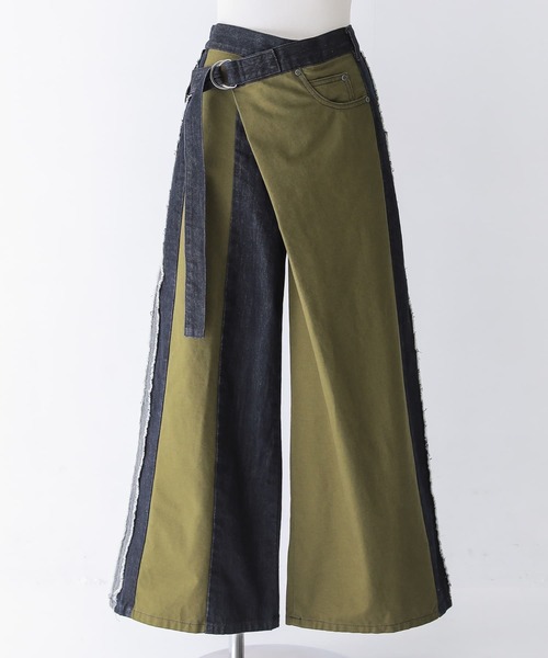 osharewalker（オシャレウォーカー）の「【廃盤】『カシュクールデニム切替ワイドパンツ』（デニムパンツ・レディース・インディゴブルー・1/2）」の18枚目の写真