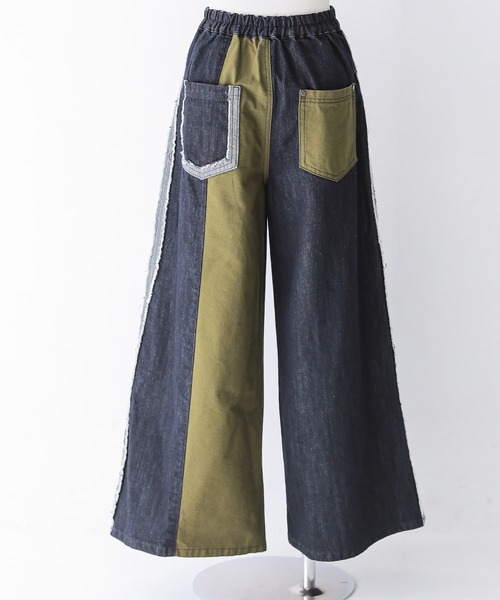 osharewalker（オシャレウォーカー）の「【廃盤】『カシュクールデニム切替ワイドパンツ』（デニムパンツ・レディース・インディゴブルー・1/2）」の20枚目の写真